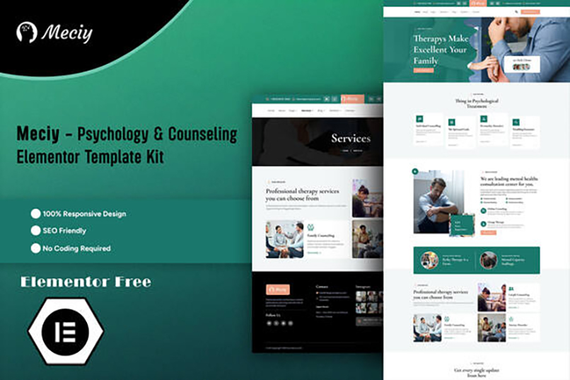 Meciy - Psychology & Counseling Elementor Template Kit