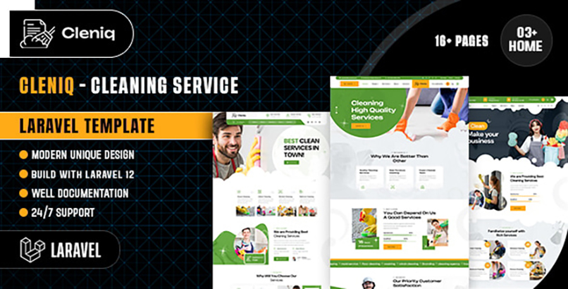 Cleniq - cleaning services Laravel Template