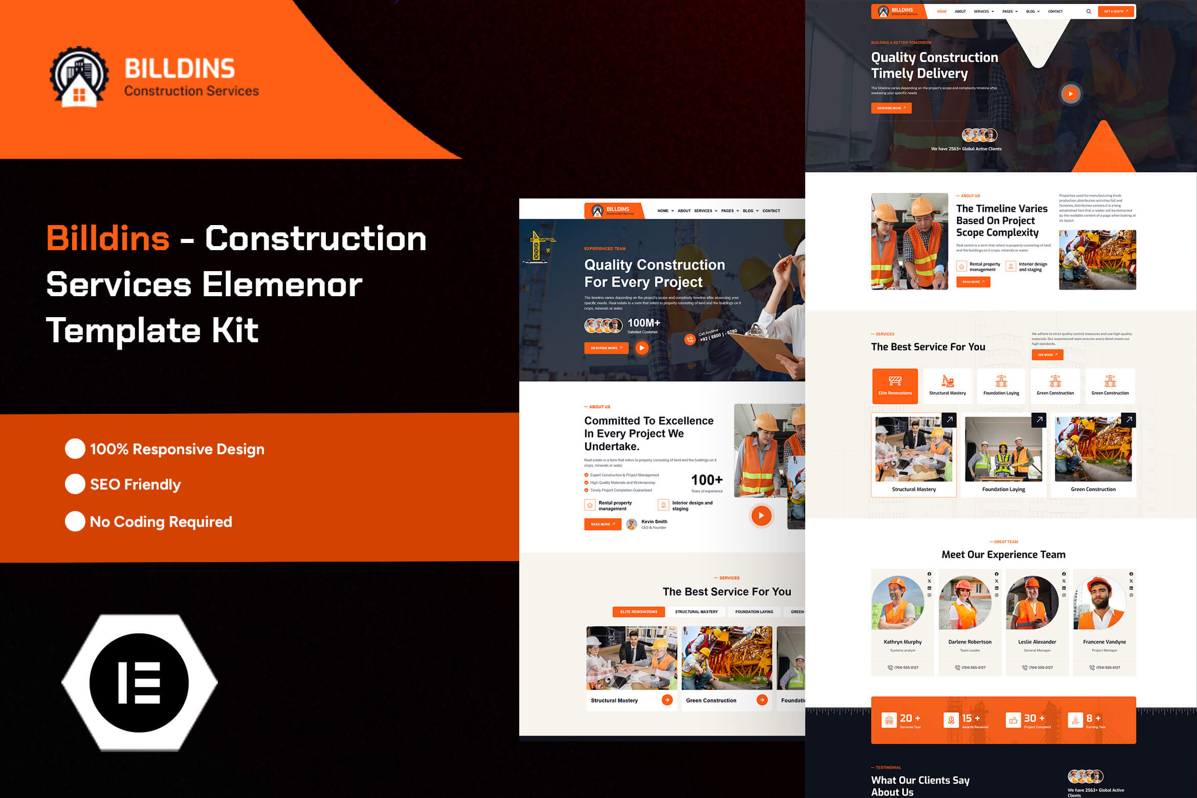 Billdins - Construction Services Elemenor Pro Template Kit