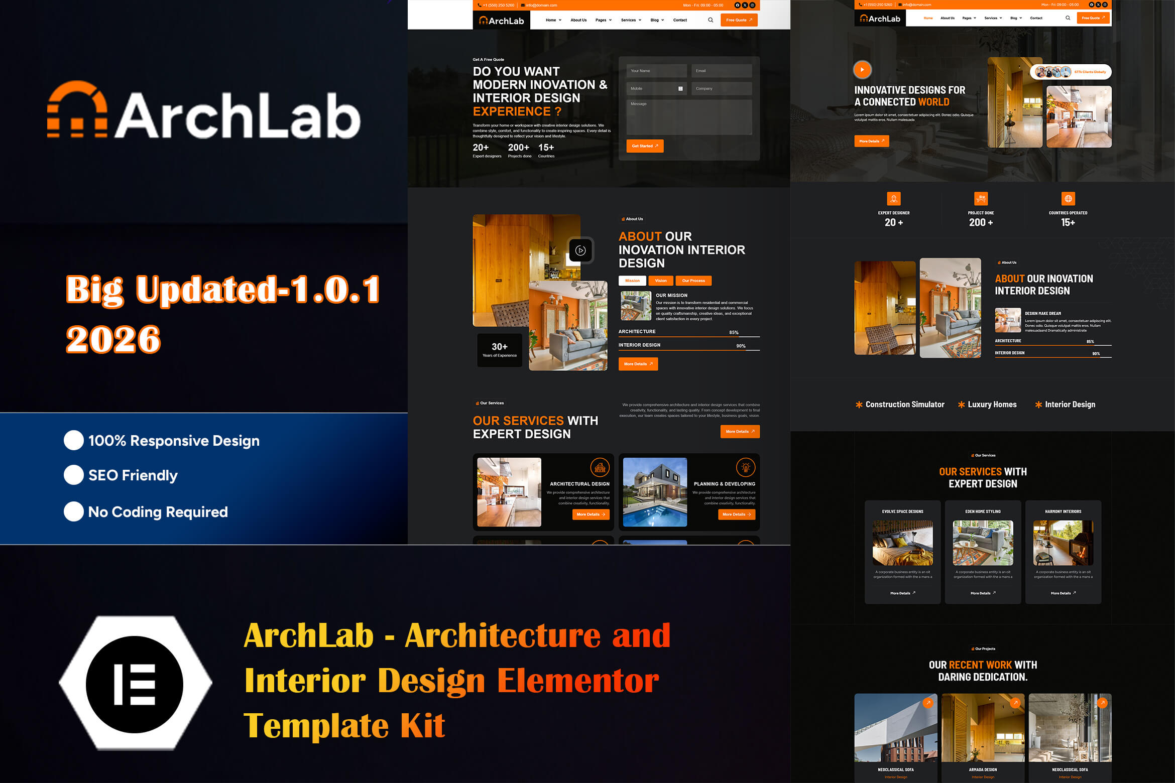 ArchLab - Architecture & Interior Design Elementor Pro Template Kit