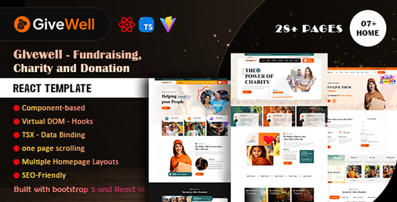Givewell - Fundraising, Charity and donation React Template