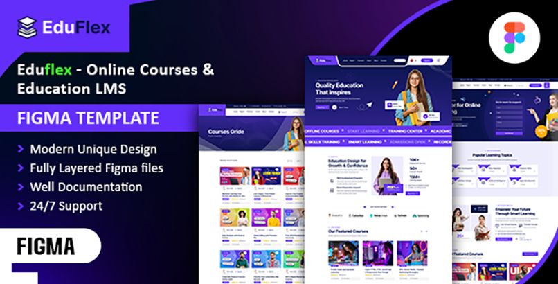 Eduflex - Online Courses & Education LMS Figma Template
