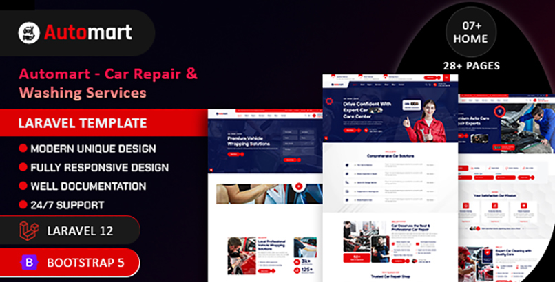 Automart - Car Repair & Washing Services Laravel Template