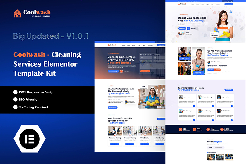 Coolwash - Cleaning Services Elementor Template Kit