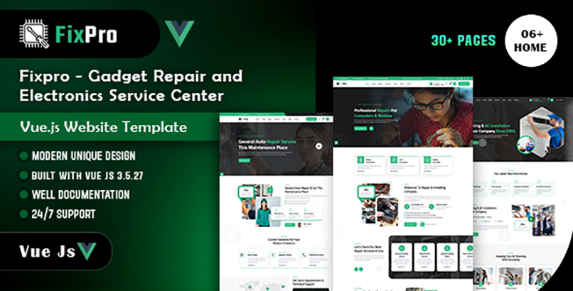 Fixpro - Gadget Repair and Electronics Service Center Vue.js Website Template