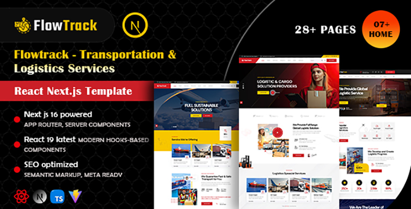 Flowtrack – Transportation, Logistics & Cargo React Next.js Template