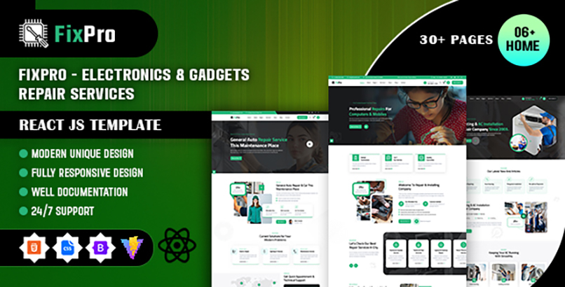 Fixpro - Electronics & Gadgets Repair Services ReactJS Template